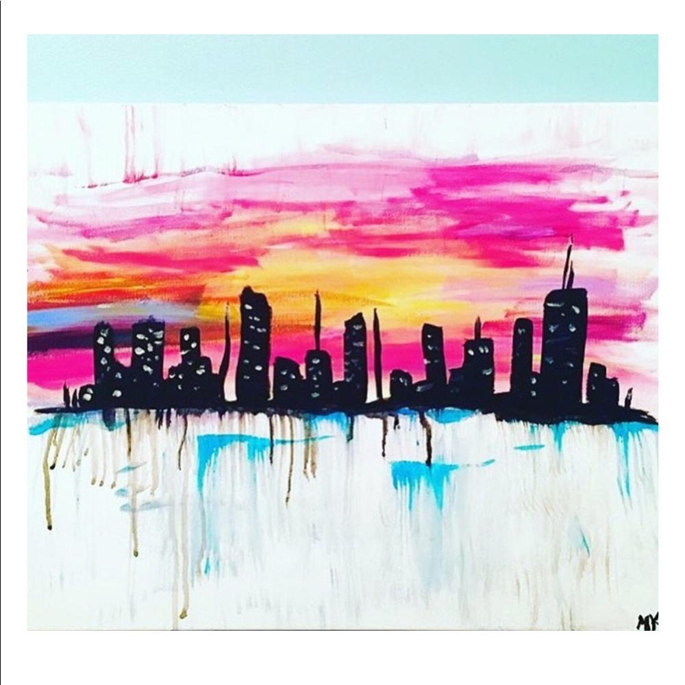 Original acrylic painting “bleeding city”